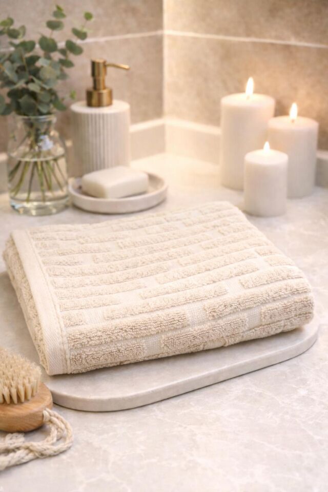 BEJ %100 PAMUK 50X90 CM YÜZ HAVLUSU