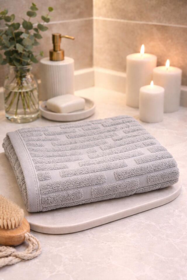 GRİ %100 PAMUK 50X90 CM YÜZ HAVLUSU