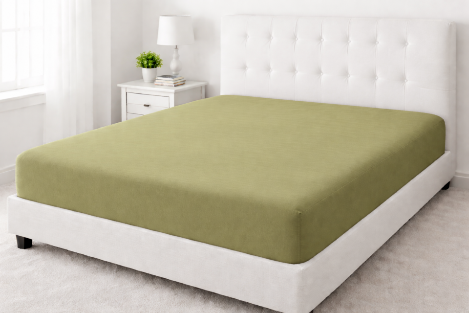 %100 PAMUK KUMAŞ HAKİ YEŞİL LASTİKLİ ÇARŞAF