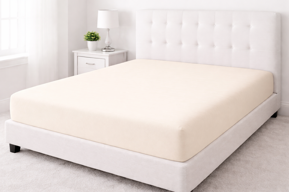 %100 PAMUK AKFİL KUMAŞ KREM LASTİKLİ ÇARŞAF