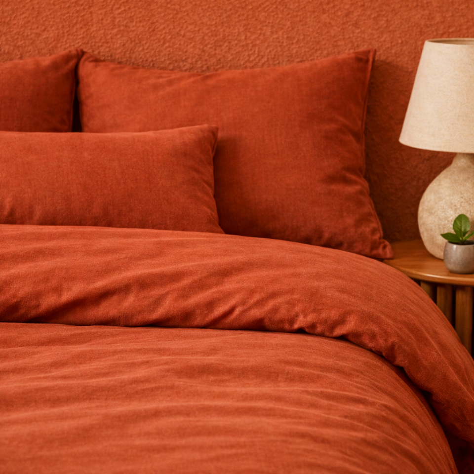 %100 PAMUK BAŞARHOME NEVRESİM TAKIMI KİREMİT