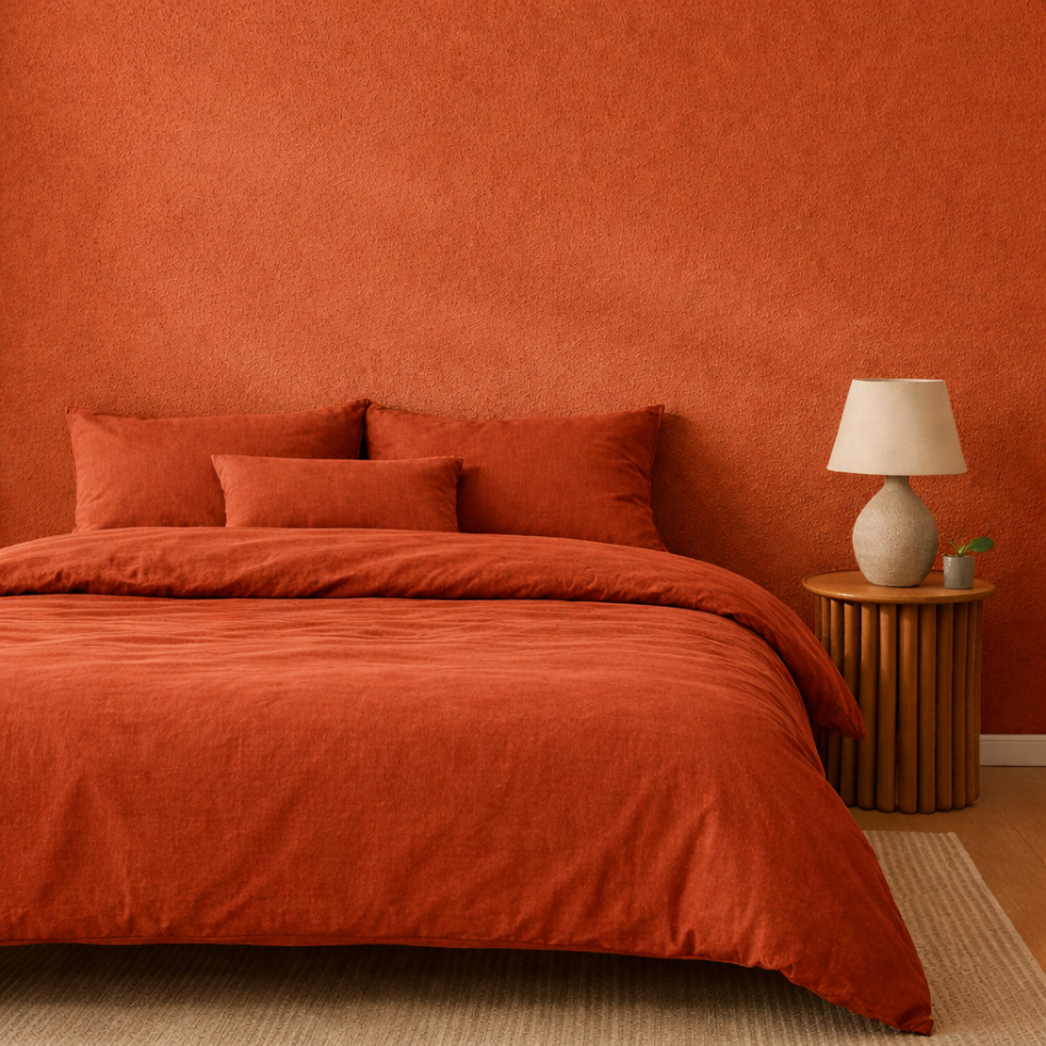 %100 PAMUK BAŞARHOME NEVRESİM TAKIMI KİREMİT