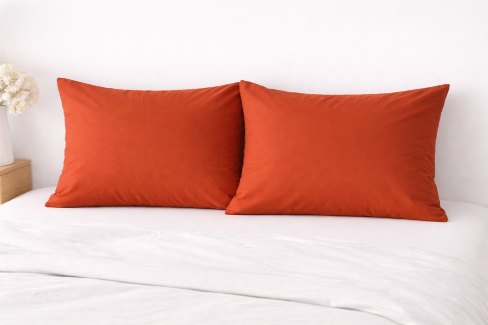 %100 PAMUK YASTIK KILIFI KİREMİT