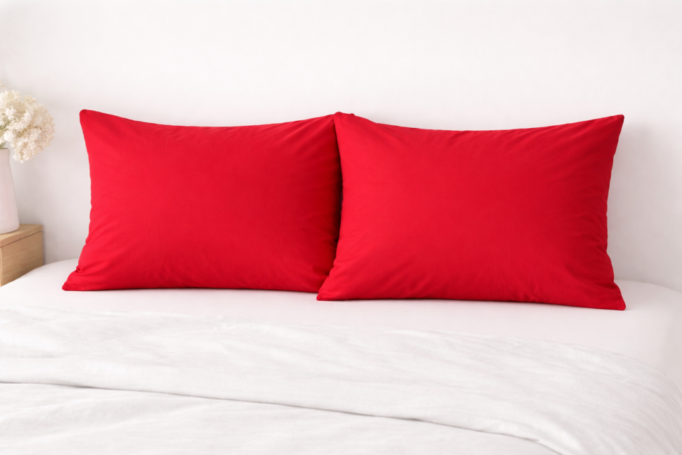 %100 PAMUK YASTIK KILIFI KIRMIZI