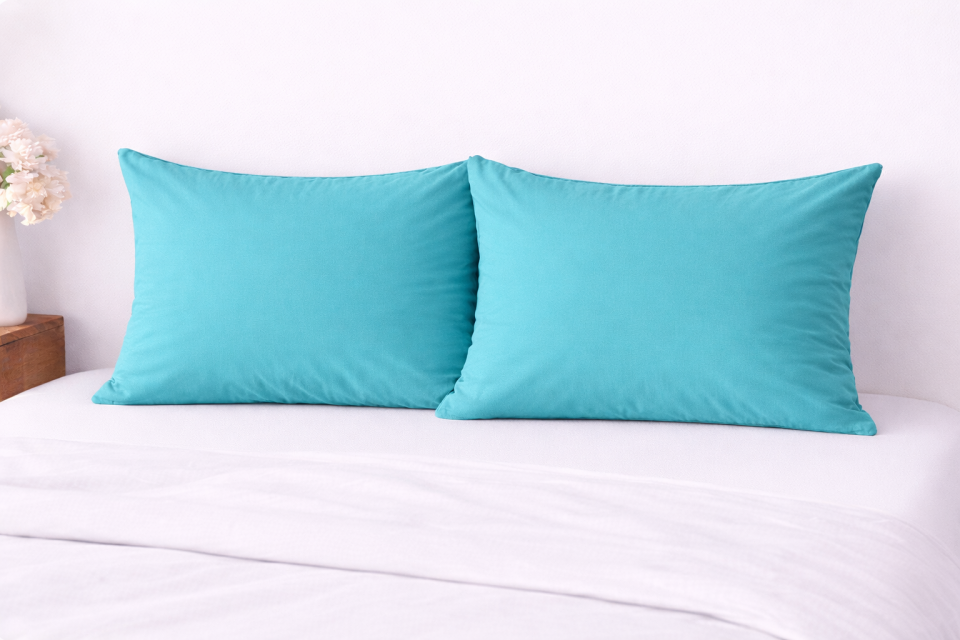 %100 PAMUK YASTIK KILIFI TURKUAZ