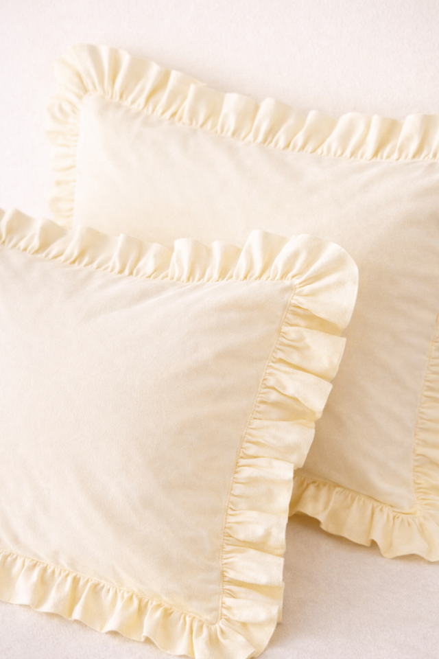 %100 PAMUK FIRFIRLI  EKRU YASTIK KILIFI (1 ADET)