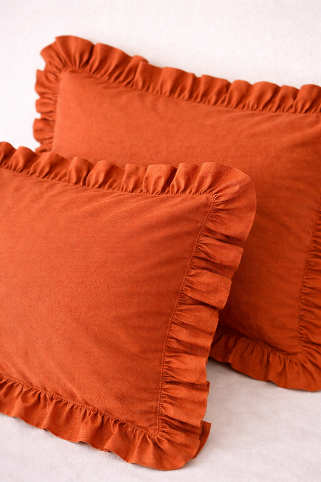 %100 PAMUK FIRFIRLI KİREMİT YASTIK KILIFI (1 ADET)