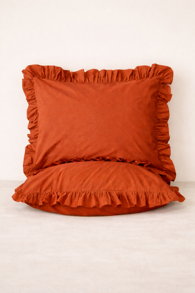 %100 PAMUK FIRFIRLI KİREMİT YASTIK KILIFI (1 ADET)