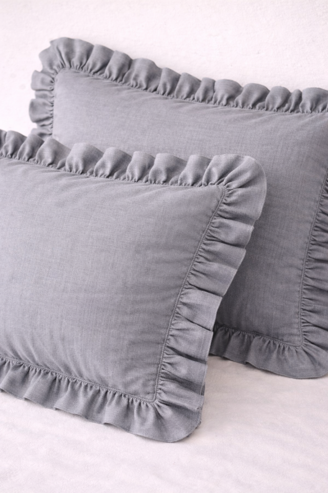 %100 PAMUK FIRFIRLI GRİ YASTIK KILIFI (1 ADET)