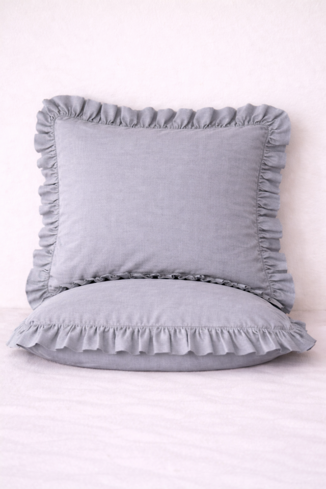 %100 PAMUK FIRFIRLI GRİ YASTIK KILIFI (1 ADET)