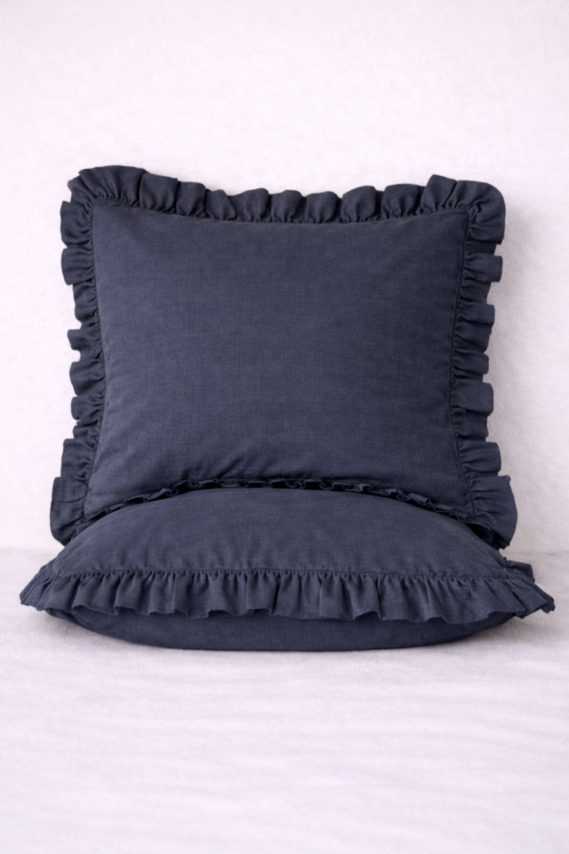 %100 PAMUK FIRFIRLI ANTRASİT YASTIK KILIFI (1 ADET)