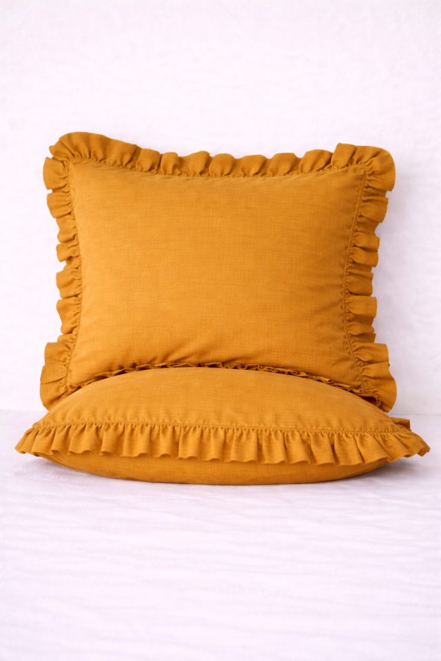 %100 PAMUK FIRFIRLI HARDAL YASTIK KILIFI (1 ADET)