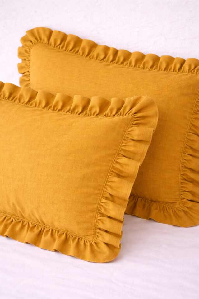 %100 PAMUK FIRFIRLI HARDAL YASTIK KILIFI (1 ADET)