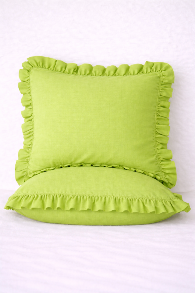 %100 PAMUK FIRFIRLI YEŞİL YASTIK KILIFI (1 ADET)