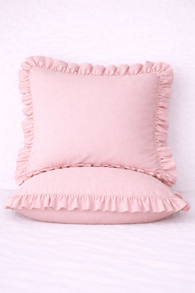 %100 PAMUK FIRFIRLI PEMBE YASTIK KILIFI (1 ADET)