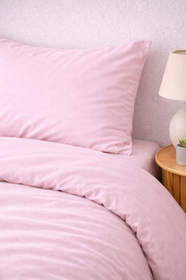 %100 PAMUK AKFİL TEK KİŞİLİK NEVRESİM TAKIMI PEMBE