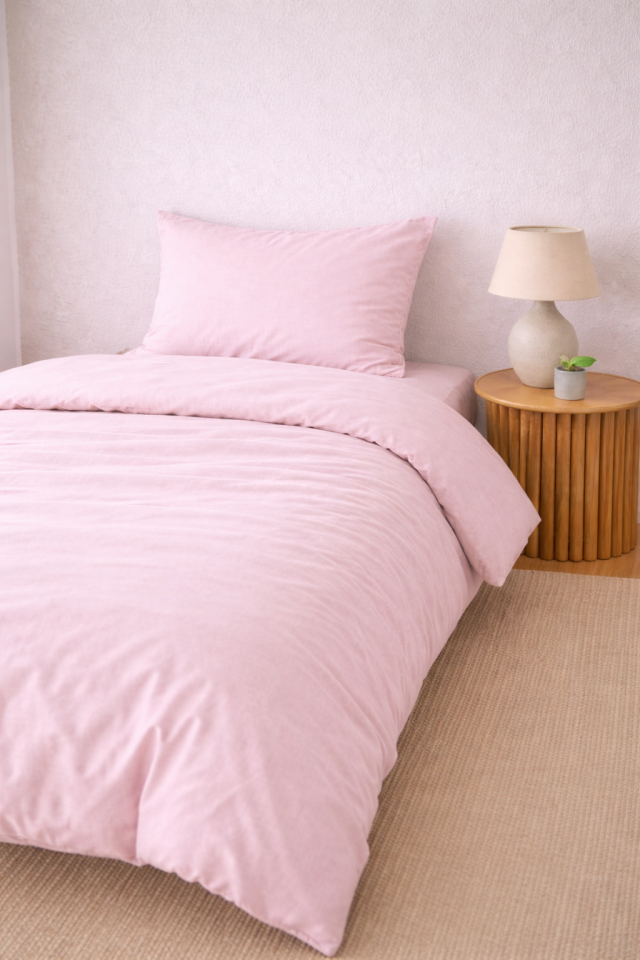 %100 PAMUK AKFİL TEK KİŞİLİK NEVRESİM TAKIMI PEMBE