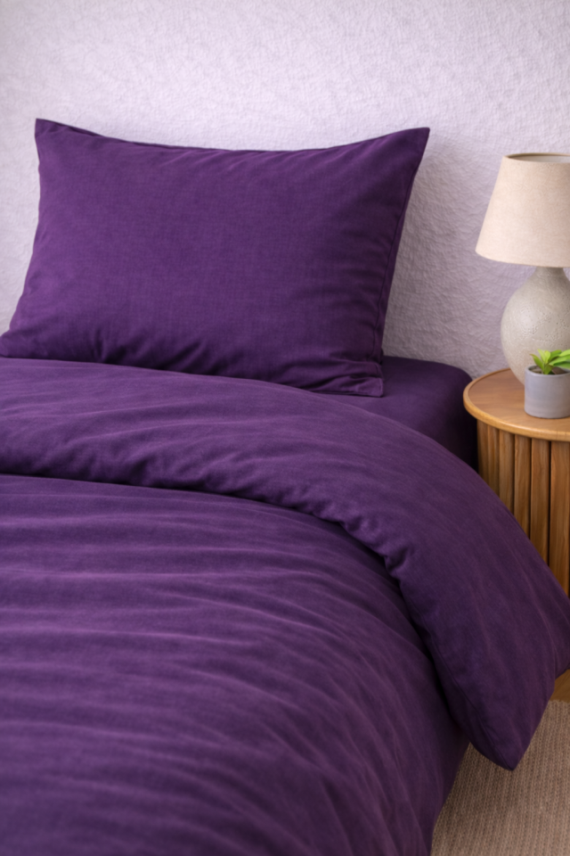 %100 PAMUK AKFİL TEK KİŞİLİK NEVRESİM TAKIMI MOR