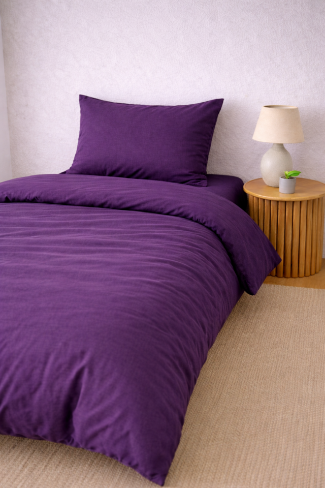 %100 PAMUK AKFİL TEK KİŞİLİK NEVRESİM TAKIMI MOR