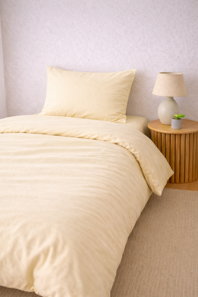 %100 PAMUK AKFİL TEK KİŞİLİK NEVRESİM TAKIMI SARI