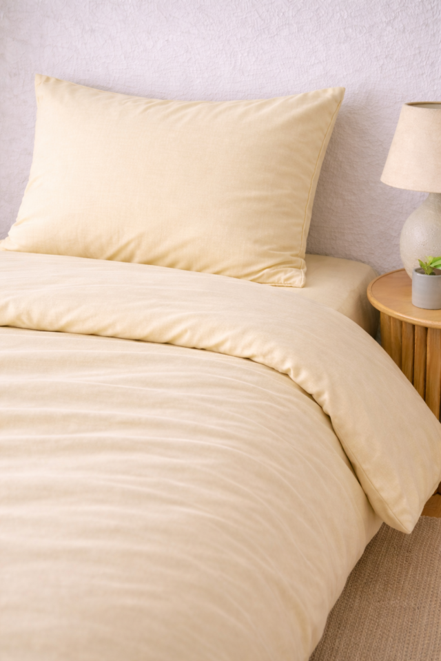 %100 PAMUK AKFİL TEK KİŞİLİK NEVRESİM TAKIMI SARI