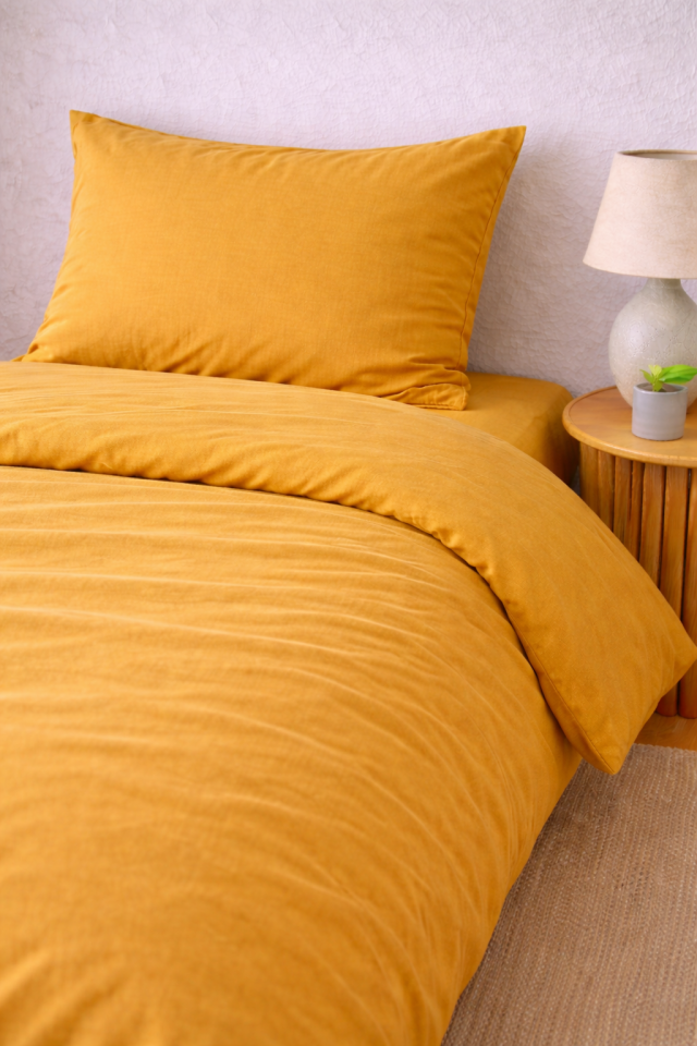 %100 PAMUK AKFİL TEK KİŞİLİK NEVRESİM TAKIMI HARDAL