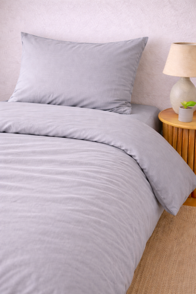 %100 PAMUK AKFİL TEK KİŞİLİK NEVRESİM TAKIMI GRİ