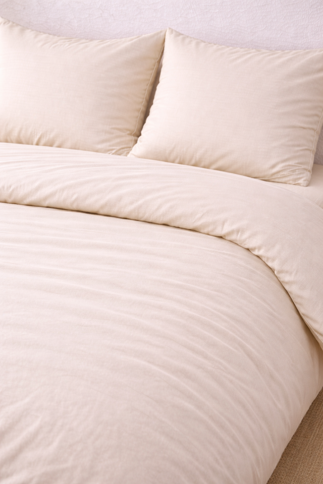 %100 PAMUK AKFİL ÇİFT KİŞİLİK NEVRESİM TAKIMI EKRU