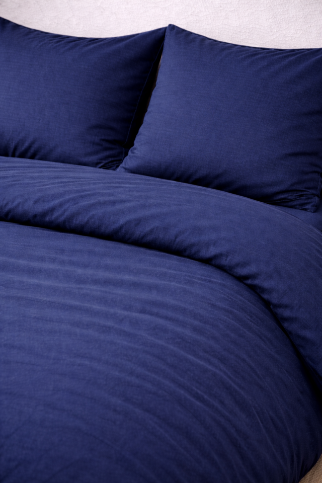 %100 PAMUK AKFİL ÇİFT KİŞİLİK NEVRESİM TAKIMI LACİVERT