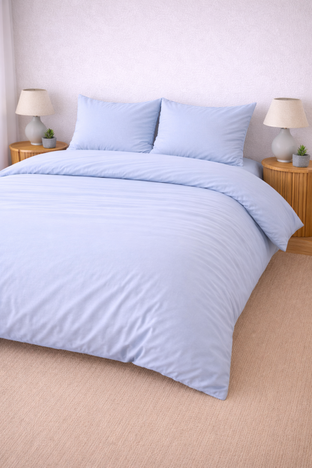 %100 PAMUK AKFİL ÇİFT KİŞİLİK NEVRESİM TAKIMI MAVİ