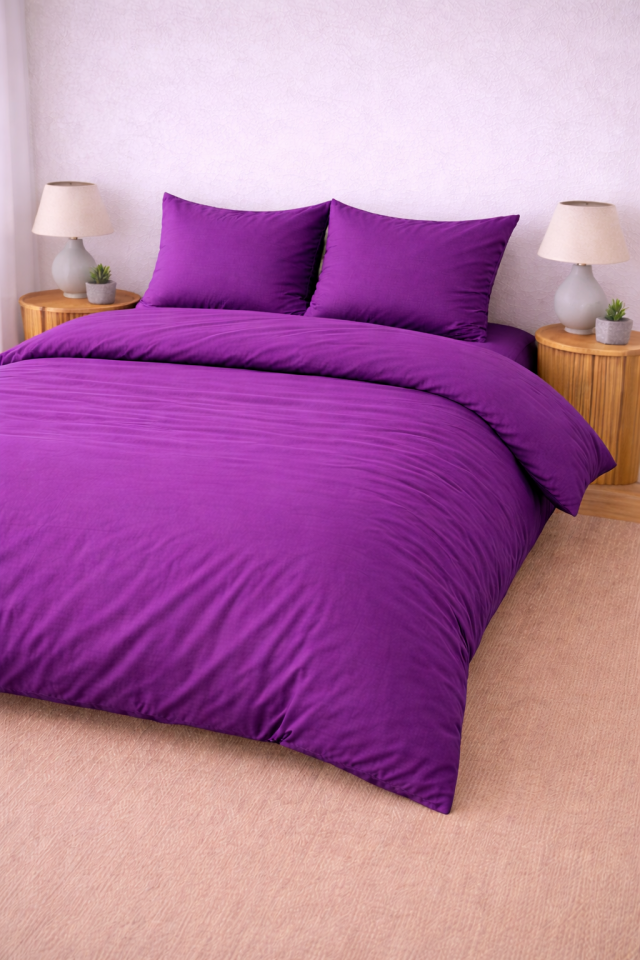 %100 PAMUK AKFİL ÇİFT KİŞİLİK NEVRESİM TAKIMI MOR