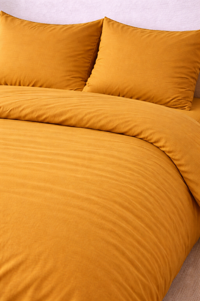 %100 PAMUK AKFİL ÇİFT KİŞİLİK NEVRESİM TAKIMI HARDAL