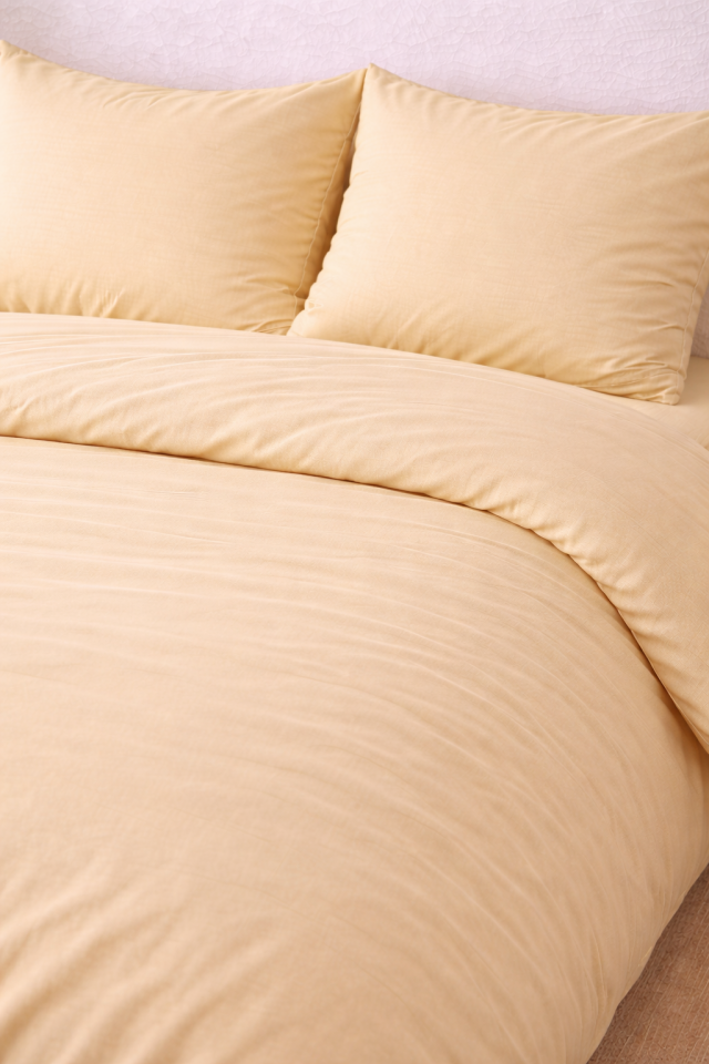 %100 PAMUK AKFİL ÇİFT KİŞİLİK NEVRESİM TAKIMI SARI