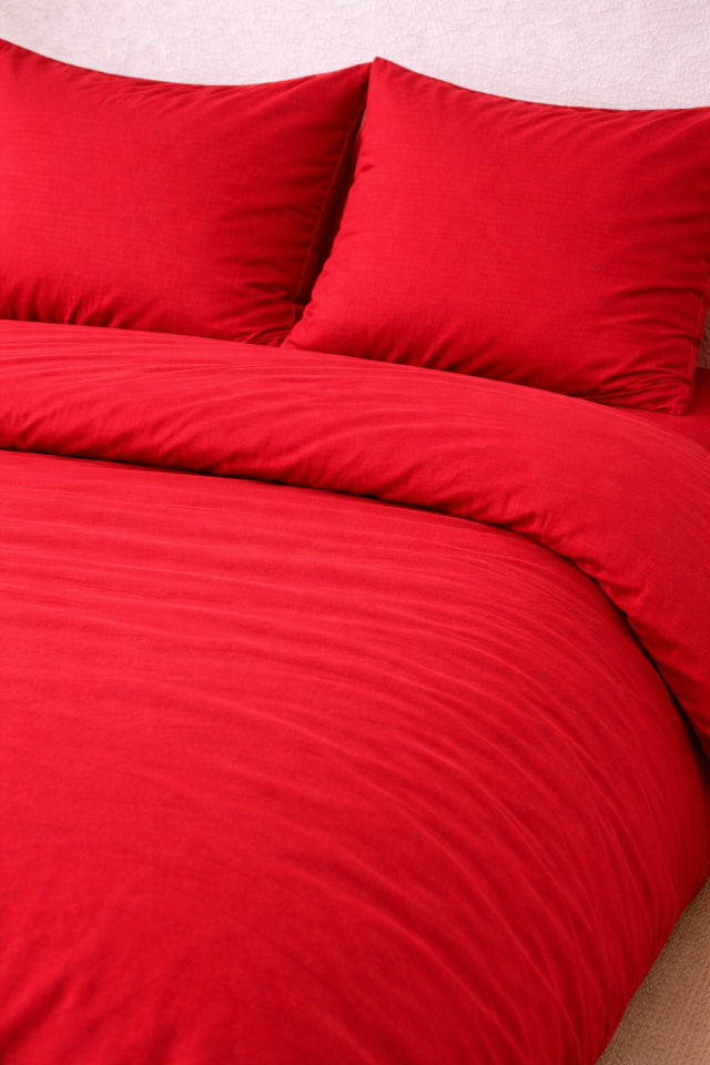 %100 PAMUK AKFİL ÇİFT KİŞİLİK NEVRESİM TAKIMI KIRMIZI