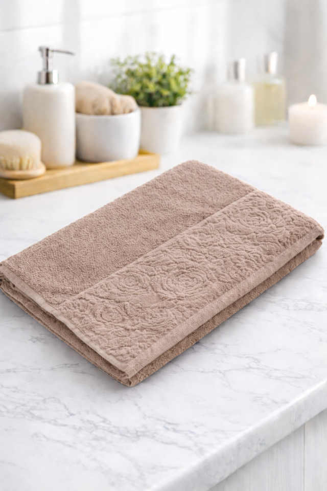 %100 PAMUK 50X90 CM YÜZ HAVLUSU KOYU BEJ