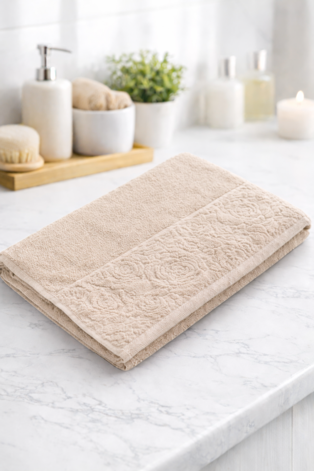 %100 PAMUK 90X50 CM YÜZ HAVLUSU BEJ