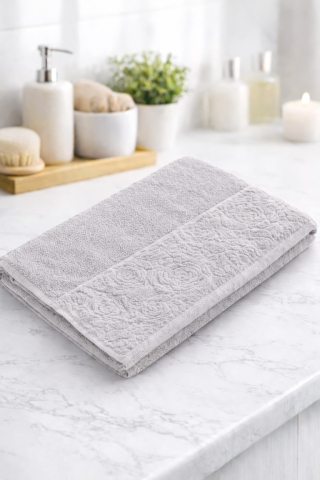 %100 PAMUK 90X50 CM YÜZ HAVLUSU GRİ