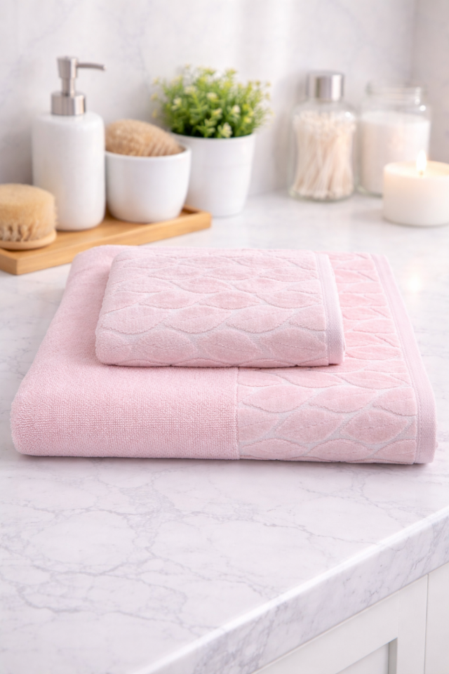 %100 PAMUK BANYO HAVLU TAKIMI İKİLİ (90X150CM VE 50X90CM)